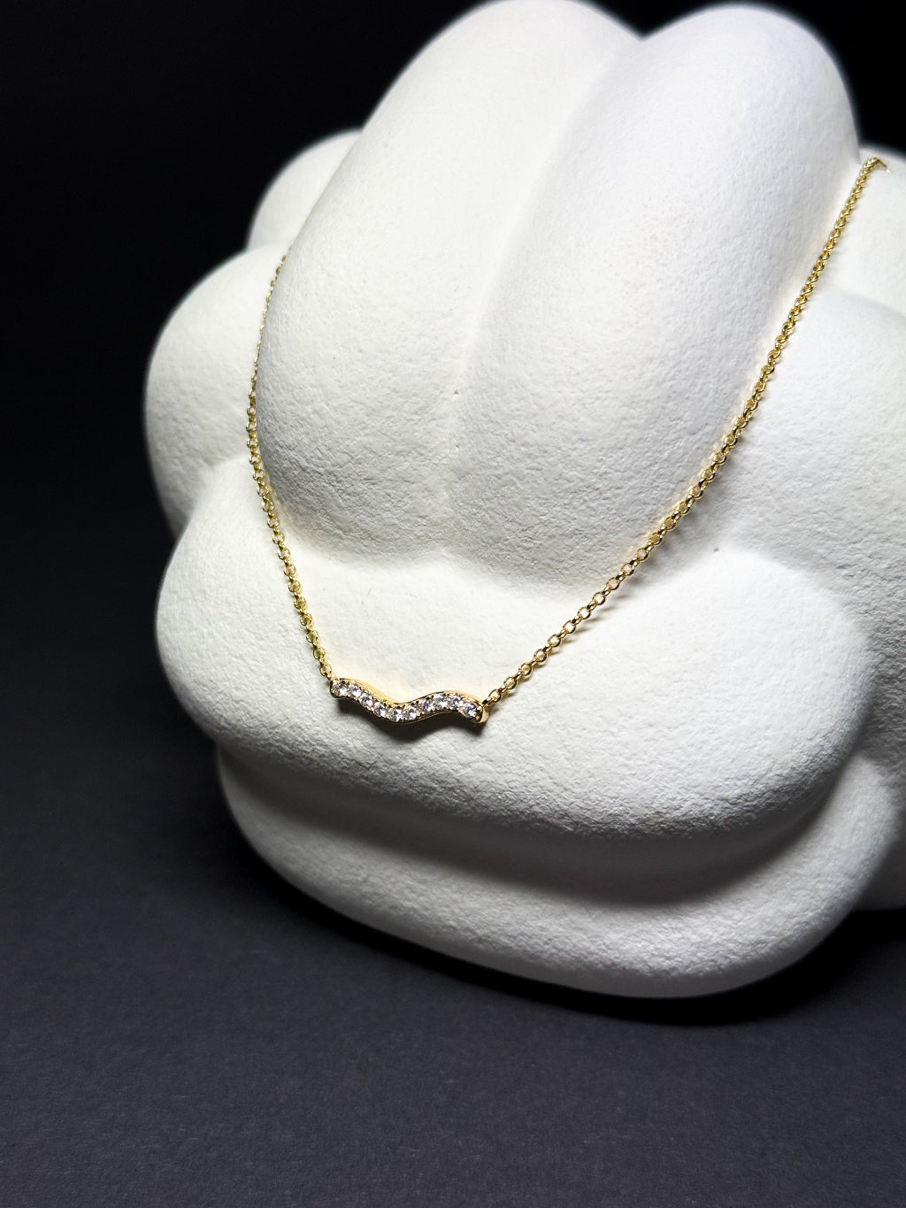 Silber vergoldete Halskette mit Zirkonia