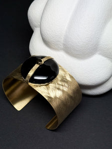 Armreif aus Edelstahl und Onyx