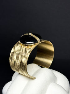 Armreif aus Edelstahl und Onyx
