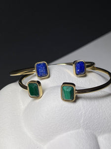 Edelstahl Armreif mit Lapislazuli 