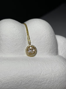 Halskette aus Gelbgold mit Diamanten und Morganit