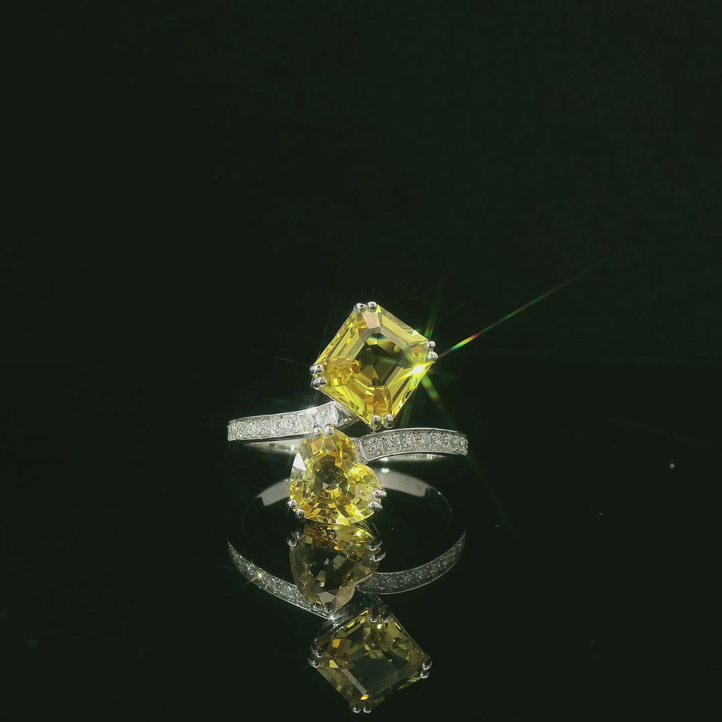 Weißgold Ring mit Saphiren und Diamanten