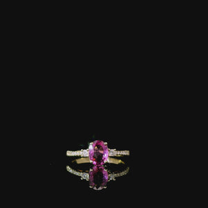 Gelbgold Ring mit rosa Saphir und Diamanten
